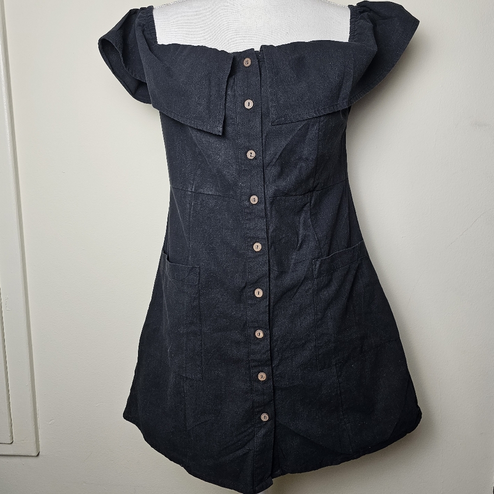 O'Neil Black Dress Off Shoulders With Buttons